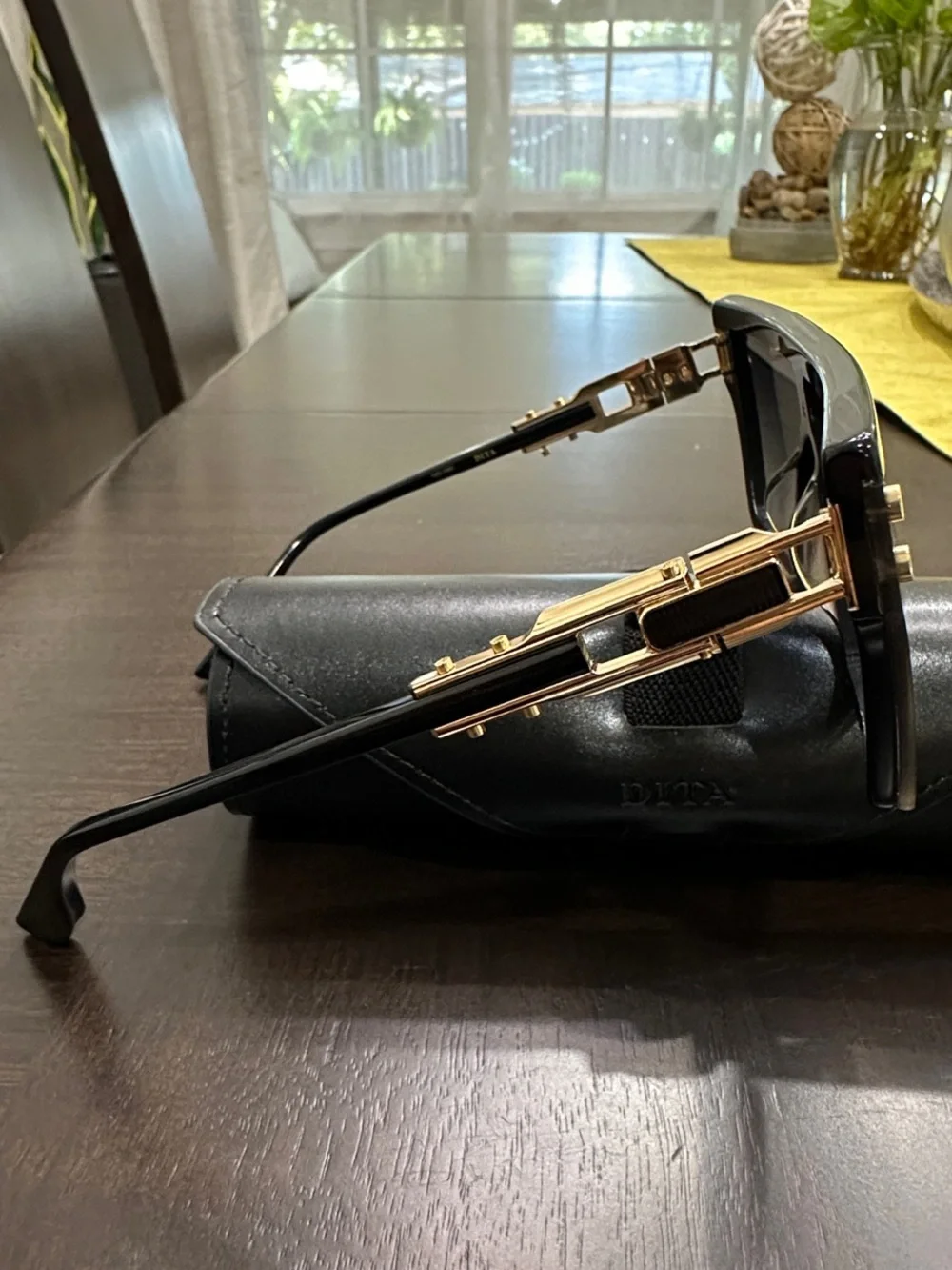 DITA Grand-XXP Black Gradient Shield Sunglasses with Gold Accents Unisex